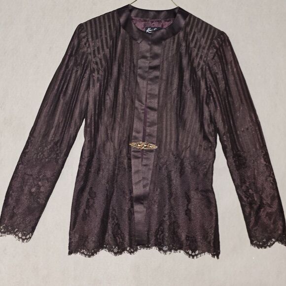 KAREN LAWRENCE BY MATTHEW DRESS Size 6 Chocolate Brown Silk/Lace Gown and Jacket - Picture 5 of 16